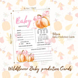 50Pcs Baby Prediction Cards For Baby Shower Games, Fall Pink Bow Pumpkin Wish And Advice Cards With Box For Baby Shower Decorations, Gender Reveal Boy Or Girl Decor (Pumpkin Prediction)