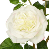 White Real Touch Roses Artificial Flowers In Vase Blue And White Porcelain Ceramic Pot 13.4" Fake Roses Flower Arrangement Artificial Plants & Flowers Potted Plant Faux Silk Rose Flower