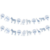 2 Pack Blue Toile De Jouy Safari Garland 6.56 Ft Jungle Party Banner Blue Chinoiserie Baby Shower Hanging Decor Animal Paper Party Supply For Birthday Wedding Christmas Bachelorette Decor