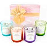 Scented Candles With Healing Crystals, Set Of 4 Soy Candle With Crystals Healing Stones, Aromatherapy Candle Clearance Gifts For Women, Rose Sage Amethyst Wax Candles, Bathroom Candles For Relaxation