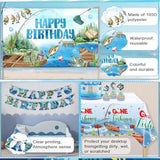 Fishing Birthday Party Decorations, Gone Fishing Party Decorations, Includes Gone Fishing Backdrop, Fishing Party Tablecloth, Happy Birthday Banner, Balloon, Cupcake Toppers, Cake Topper