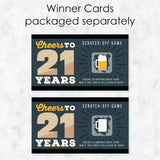 Big Dot of Happiness Cheers and Beers to 21 Years - 21st Birthday Party Game Scratch Off Cards - 22 Count
