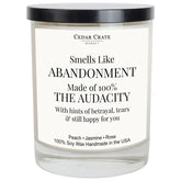 Smells Like Abandonment Candle - Moving Away Gifts For Friends, Going Away Gift For Coworker Leaving, Goodbye, Farewell Presents For Coworkers, Boss, Work Bestie, Funny Retirement Candle - Made In Usa