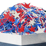 8.5 Oz / 240G Patriotic Grass Basket Filler Bulk, Red White Blue Crinkle Cut Paper Shred With Stars For Gift Box, Basket Filling For Diy Crafts, 4Th Of July Independence Day Memorial Party Decorations