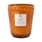 Diamante Candle Collection, 21 Oz, 3 Cotton Wicks, Marrakesh Amber, Large Glass Jar