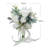 Wedding Bouquet Artificial Roses Flower Bride Bridal Bouquets Handmade Silk White Rose Flower Wedding Bridal Bouquets For Church Party Home Decoration