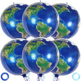22 Inch Globe Earth Balloons, Large World Map Foil Balloons, 6 Pcs Planet Round Sphere Balloons For Earth Day Travel Adventure Birthday Party Decorations Supplies