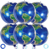 22 Inch Globe Earth Balloons, Large World Map Foil Balloons, 6 Pcs Planet Round Sphere Balloons For Earth Day Travel Adventure Birthday Party Decorations Supplies