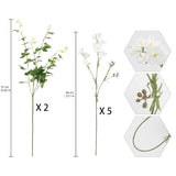 White Delphinium Artificial Flowers 7Pcs Delphiniums Silk Artificial Flowers With Clematis Leaves Long Stem Fake Flowers For Tall Vase Wedding Centerpieces Home Decor(White)
