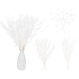20Pcs Glitter Artificial Curly Berry Stems Ornaments Fake Christmas Candy Picks Decorative Glitter Sticks Branches Combo Set For Xmas Tree Wreath Crafts Vase Filler Home Decor (White)