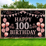 100Th Birthday Decorations For Women - Rose Gold 100Th Birthday Backdr