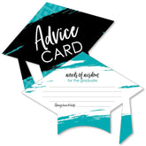 Big Dot of Happiness Teal Grad - Best is Yet to Come - Turquoise Grad Cap Wish Card Graduation Party Activities - Shaped Advice Cards Game - Set of 20