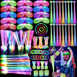 148 Pcs Glow In The Dark Party Supplies, 16 Fiber Optic Wands, 14 Led Glasses, 100 Glow Sticks And 18 Led Hair Clips Fiber Optic For Neon Party, Wedding, Birthday, Concert, New Year