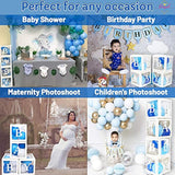 82Pcs Baby Shower Decorations For Boy – Blue White Gray Balloon Box Set With Alphabet Letters – Gender Reveal Party Decor – Transparent Display Cubes For Baby Shower