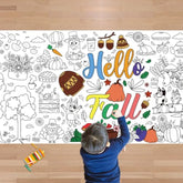 Fall Giant Coloring Poster/Tablecloth - Fall Decorations For Home - 30 X 72 Inches Jumbo Paper Coloring Banner - Kids Crafts Activities Gifts Games Party Favors Birthday Decorations