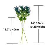 Artificial Flowers Artificial Thistle Spray Eryngo Fake Eryngium Foetidum Simulation Sea Holly For Wedding Bouquet Centerpiece Home Decor (Blue, 3)
