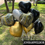 20Pcs 18 Inch Black Foil Mylar Heart Shape Balloons Decorations Valent