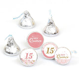 Big Dot of Happiness Mis Quince Anos - Quinceanera Sweet 15 Birthday Party Round Candy Sticker Favors - Labels Fit Chocolate Candy (1 Sheet of 108)