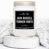 You Nique Designs Jack Russell Gifts - 8Oz Dog Fart Candle, Jack Russell Terrier Gifts For Women, Men - Jack Russell Dad Mom Gift Idea - Jack Russell Terrier Decor, Accessories (Lavender & Vanilla)