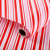 Gift Wrapping Paper Roll - 17 Inch X 32.8 Feet - Pink Red White Striped Design For Birthday, Party, Baby Shower, New Year, Holiday, Wedding, Christmas