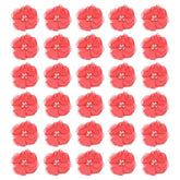 2 Inch Chiffon Flowers, 30 Pcs Rhinestone Pearl Sewing Fabric Flowers Artificial Appliques Embellishments For Clothing Wedding Diy Craft Headbands Decor, Watermelon Red