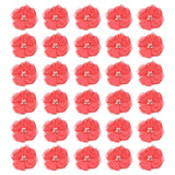 2 Inch Chiffon Flowers, 30 Pcs Rhinestone Pearl Sewing Fabric Flowers Artificial Appliques Embellishments For Clothing Wedding Diy Craft Headbands Decor, Watermelon Red
