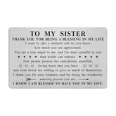 Sister Valentines Gifts - Sister Appreciation Wallet Card Insert - Valentine'S Day & Birthday Gifts