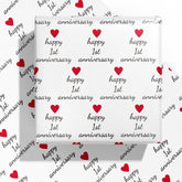 Anniversary Wrapping Paper Sheet - 6 Sheets 1St Anniversary Design Folded Flat For Husband, Wife, Boyfriend, Girlfriend, Birthday, Valentines Day - 19.7 Inch X 27.5 Inch Per Sheet