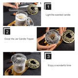 2 Pack Candle Topper Leaf Pine Candle Topper Shade Jar Lid Shade Sleeves For Jar Candles - Help Candles Melt Evenly And Look Great, 3.19 In Diameter(Antique Bronze & Antique Silver)