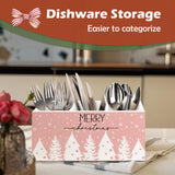 Merry Christmas Kitchen Utensil Holder, Pink Christmas Xmas Tree Snowflake Wooden Utensil Holder Organizer For Kitchen Countertop Counter Shelf Table Decor