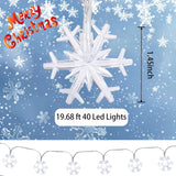 Christmas Snowflake Lights Indoor, 40 Leds,6 M/19.69 Ft, 2 Light Modes,Battery Operated Snowflake String Lights,Snowflak