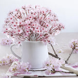 8Pcs Artificial Cherry Blossom Branches 16" Fake Silk Cherry Blossom Flowers Stems Faux Peach Floral Arrangement Bulk For Vase Home Wedding Table Centenpieces Party Janpanese Sakura Decoration