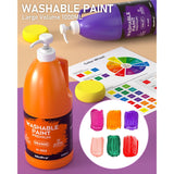 14 Colors Large Washable Paint Set (33.8 Oz, 1000Ml), Acrylic Bulk Paint Supplies Non Toxic Children Tempera Paint For Art, Craft Diy, Poster & Finger Paint, School, Home,Classroom