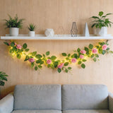 70 Led Artificial Rose Flower Garland With Lights Battery Operated With Timer & 8 Modes, 5.9 Ft Pink Flower Garland String Fairy Lights For Wedding Arch Party Garden Table Centerpiece Decor