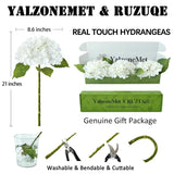3 Pcs White Hydrangea Artificial Flowers 21 Inchs Real Touch Faux Hydrangea Flowers For Wedding Tables Centerpieces Fake Flowers For Party Home Kitchen Decor