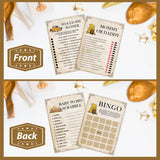 51Pcs Winnie Baby Shower Games, 2 Sets (25 Cards Each, 4 Games) Activities Cards With Answer Card, Baby Shower Party Cards, Include Baby Bingo, Prediction And Advice, Mommy'S Belly, Word Scramble