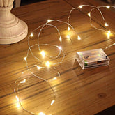 16FT Battery Operated Fairy Lights Warm White Copper Wire Mini Starry String Lights for Bedroom Wedding Party Decor