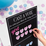 Baby Gender Reveal Board Game With 144 Girl Or Boy Voting Stickers, Cast Your Vote Sign With Stand - Chalkboard Design (12 X 17 In)