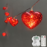 Valentine Heart Lights 6.8Ft 10 Led Valentines Decor Lights With Remote Timer, Battery Powered Heart String Lights Indoo