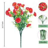 Artificial Flowers For Outdoors,8 Bundles Uv Resistant Fake Flowers Outside Faux Plastic Flowers For Outdoor Garden,Porch,Patio Décor(Red)