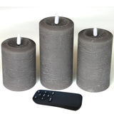 3"X4" 5" 6" Flameless Flickering Led Candles Real Wax Pillar Candles Battery Operated Electric Led Lights With Remote For Home Decorations Wedding Party, Grey, Set Of 3