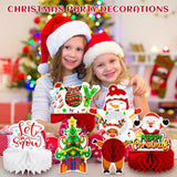 13Pcs Christmas Party Decorations, Christmas Honeycomb Centerpieces For Tables, Xmas 3D Table Decorations With Santa Claus Snowman For Merry Christmas Party Supplies Indoor Home Holiday Sign
