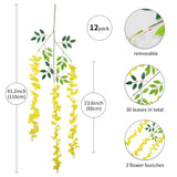 Wisteria Hanging Flowers 12 Pack Wisteria Artificial Flowers Fake Silk Flowers String Vine Ratta Hanging Garland For Home Garden Party Wedding Backdrop Arch Decor (Yellow)
