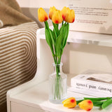30 Pcs Artificial Fake Fall Plants Orange Tulips Artificial Flowers Latex Tulips Real Touch 13" Silk Flower For Spring Mother'S Day Easter Gifts In Bulk Home Kitchen Wedding Decorations