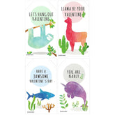 Mini Llama Sloth Narwhal Shark Valentines (Wallet-Sized Cards With Tiny Envelopes) For Valentine'S Day (Set Of 32)