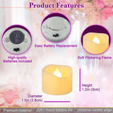 24 Pack 1.5" X 1.2" Battery Operated Led Tea Light Candles, Small Outdoor Flameless Flickering Votive Candles, Electric Flicker Fake Tealights Bulk For Wedding Halloween Christmas Decorations