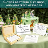 50 Pcs Baby Shower Advice Cards With Wooden Box, Premium Thick 4.8" X 3.2" Advice And Wishes Cards Baby Shower Keepsakes, Advice For New Parents, Baby Shower Game, Activities For Guests