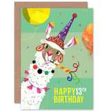 Llama Party Birthday 13Th Greetings Card