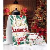 How Many - Candy Guessing Game, Christmas Party Games, Christmas Decorations, 1 Sign And 50 Game Cards, Baby Shower Games, Birthday Party (Green + Red)