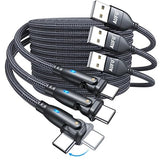 3 Pack USB A to USB C Fast Charging Cable 6.6FT 180 Degree Rotating Cord